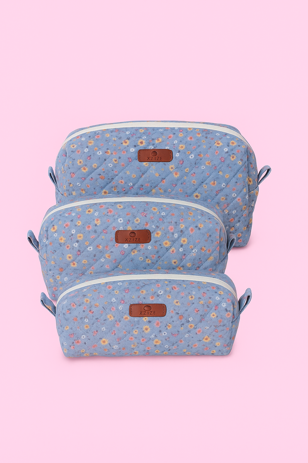 Kapitone Çiçek Desenli Makyaj Çantası – Geniş Hacimli ve Kullanışlı