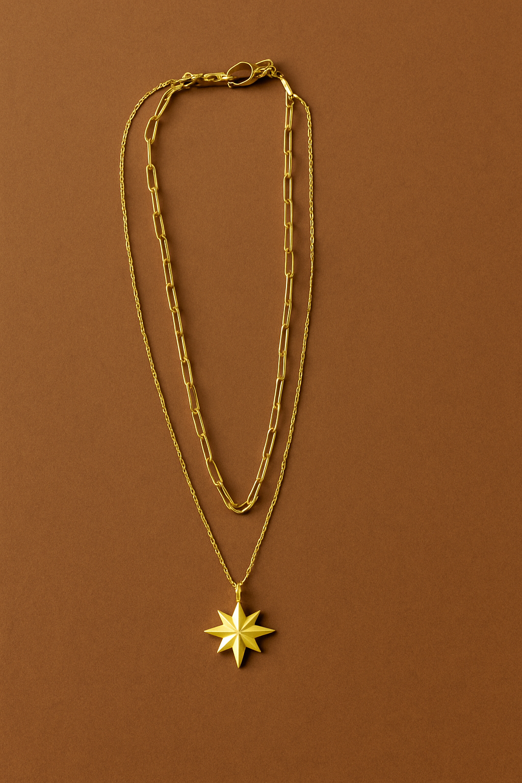 Çelik 2li Kuzey Yıldızı Kolye