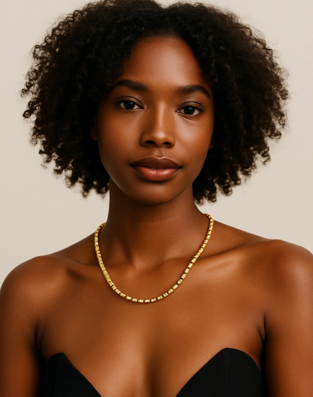 Altın Renk Küp Boncuk Kolye – Zarif ve Modern Tasarım