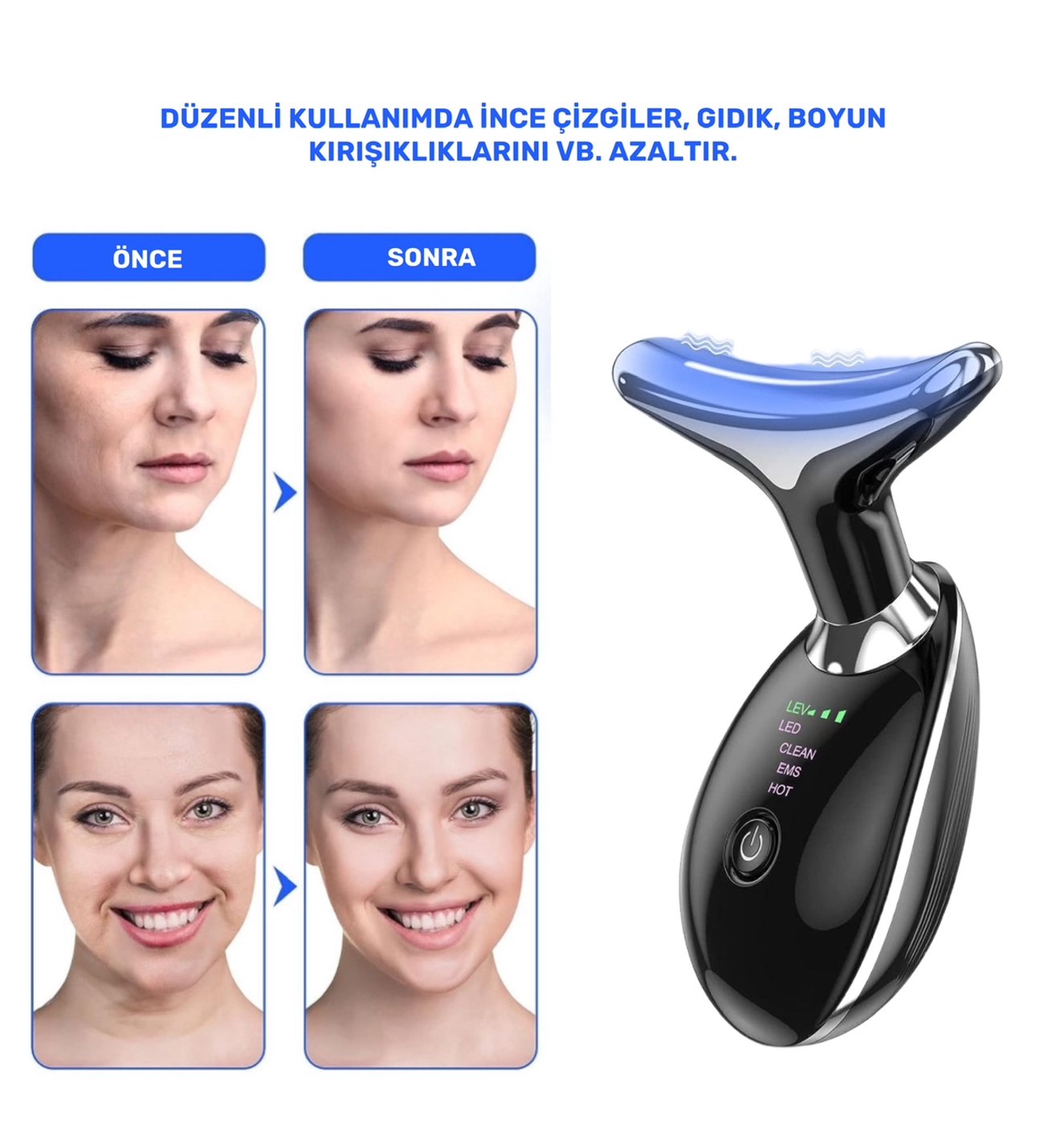 Boyun Ve Yüz Gıdık Ve Sarkma Giderici Kırışıklık Giderici Cihaz
