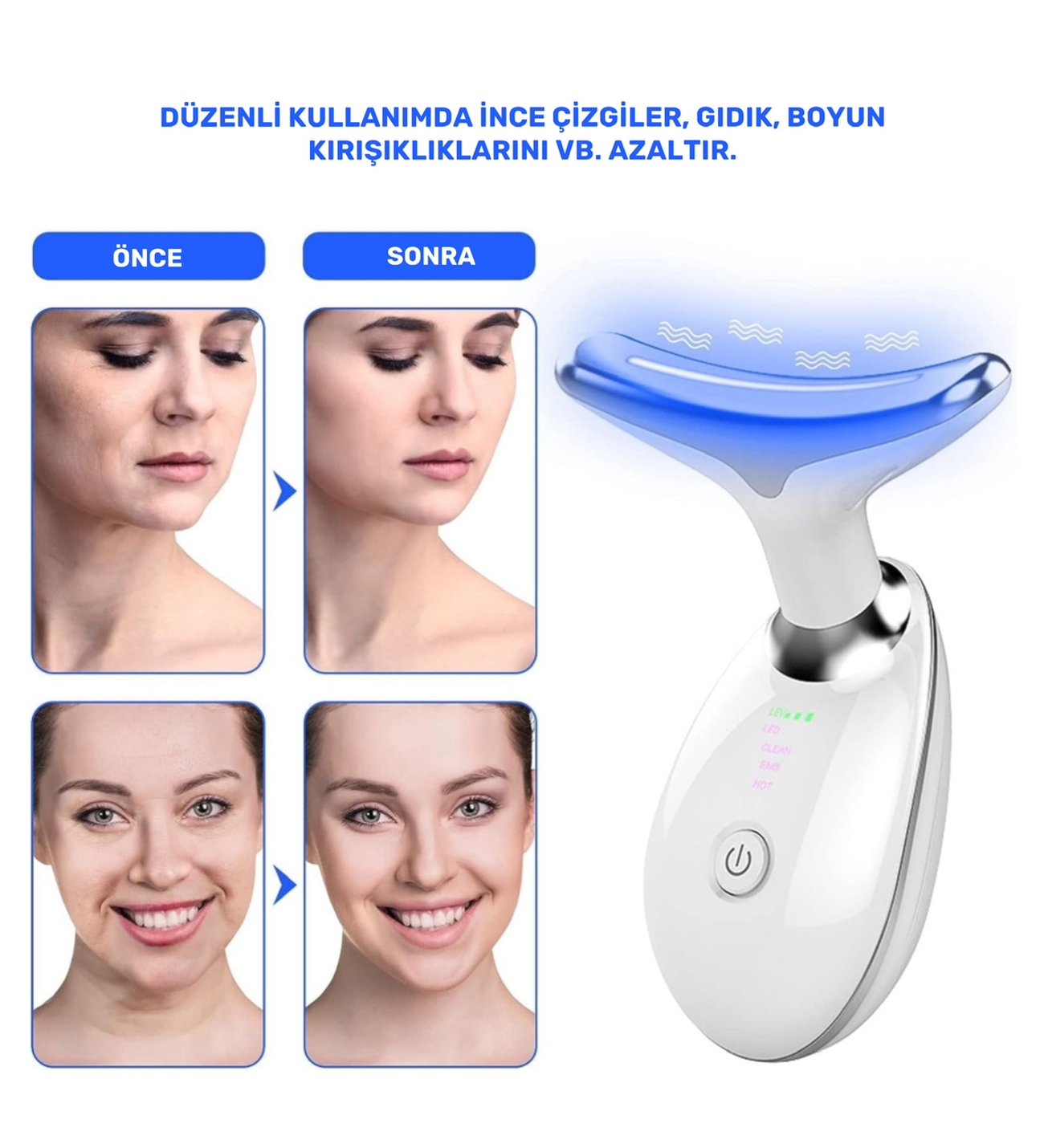 Boyun Ve Yüz Gıdık Ve Sarkma Giderici Kırışıklık Giderici Cihaz